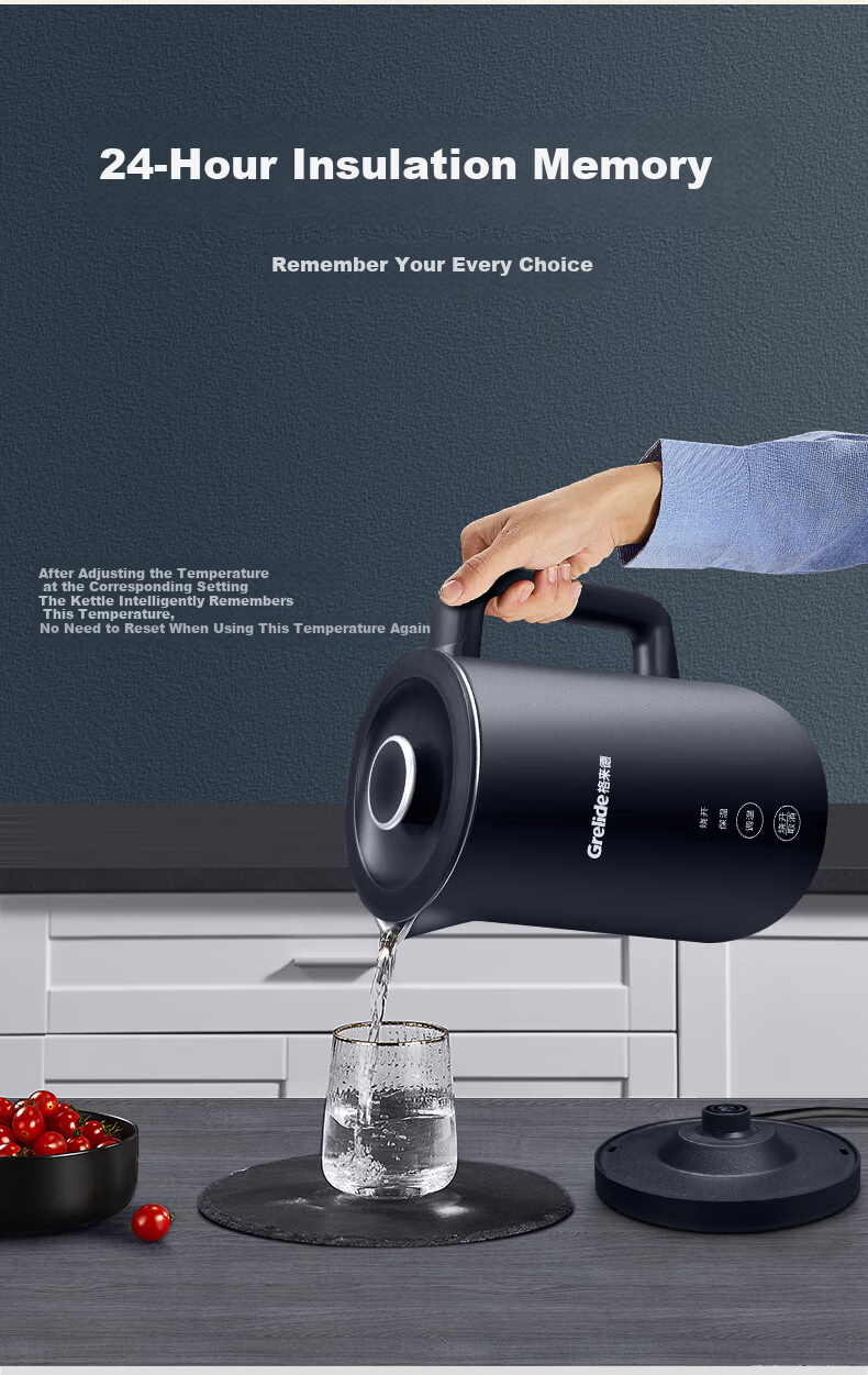 Grelide 316L Stainless Steel Electric Kettle, Insulated Temperature Control Electric Water Boiler, Large Capacity Multi-Temperature Heating Kettle D2217E Jazz Blue 5