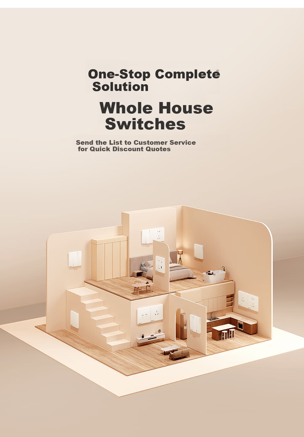 NVCleishidiangong Switch Socket, Two-Way Double Control Switch, 86-Type Ultra-Thin Panel Switch, N29 White 17