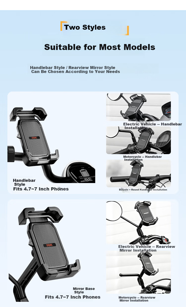 Peak Bicycle Phone Holder Mountain Bike Electric Vehicle Shockproof Anti-Shake Navigation Mount Motorcycle Delivery Rider Special 8