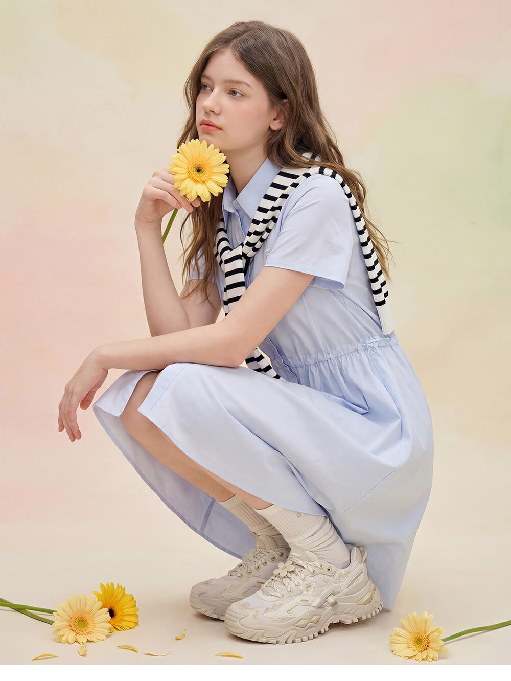 FILAFUSION Fila Trendy Hard Candy Garden Bloom Dad Shoes 26 Summer New Thick Sole Height Increasing Casual Shoes 27