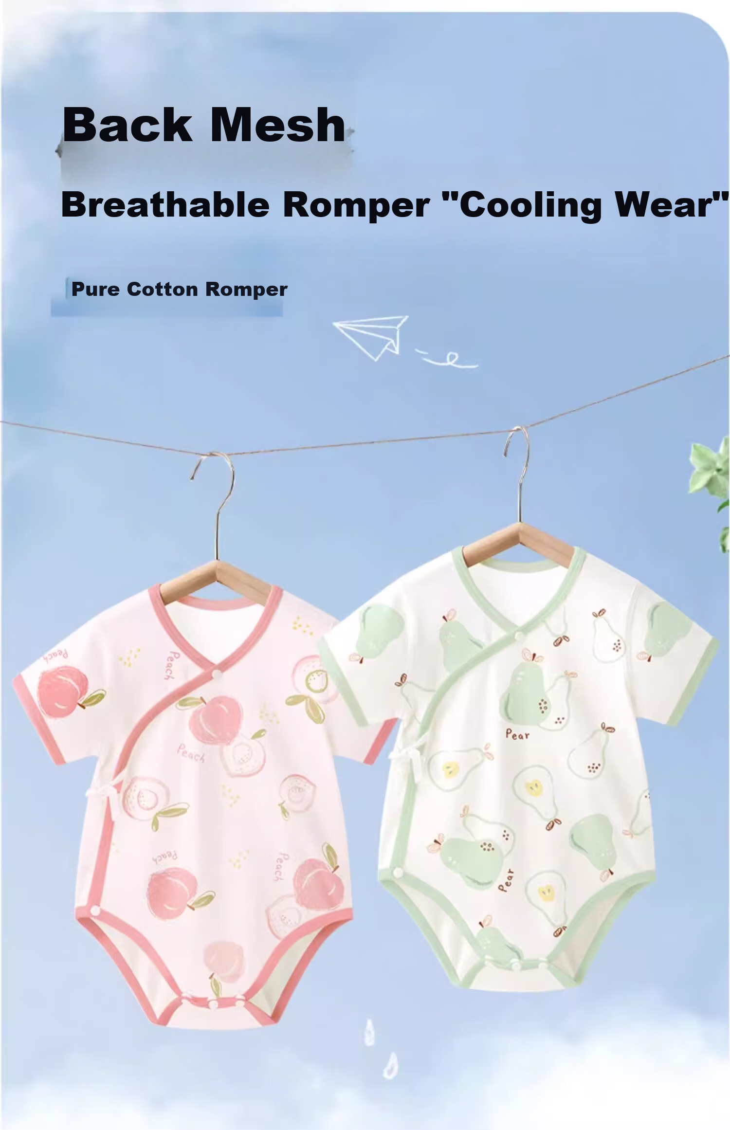 Aibedila Baby Romper Spring Summer Short Sleeve Newborn Cotton Bodysuit Size 80 1