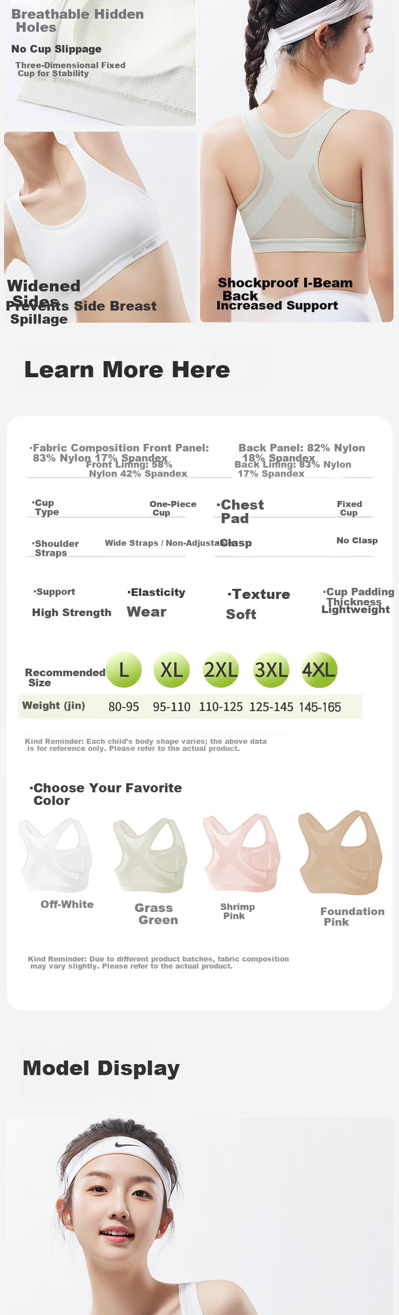 GUJIN 2-Pack Girls' Sports Bras Shockproof Vest for Adolescents Teen Girls Middle and High School Students 8