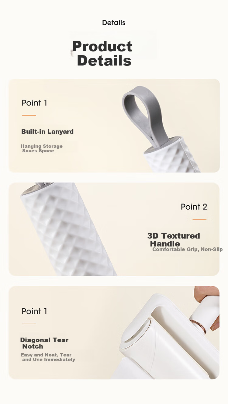 Melia Lint Roller 10cm with 180 Replacement Sheets Pet Hair Remover Brush for Clothes and Furniture 9
