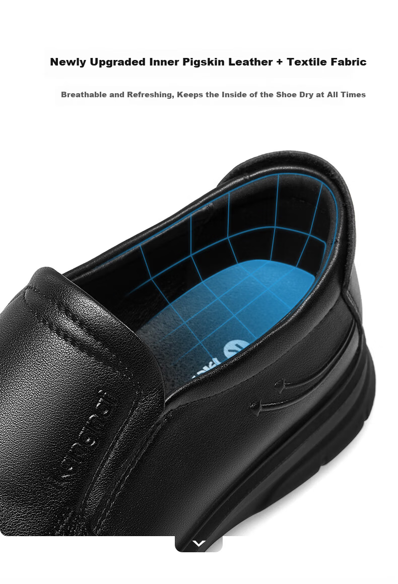 Connai Slip-On Business Casual Shoes Simple Comfortable Lazy Shoes Daily Men's Youth Round Toe Full Grain Leather Black 44 5