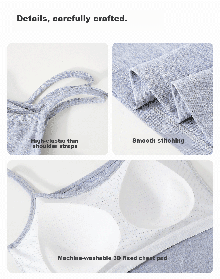 Urban Beauty Pure Cotton Padded Camisole Women's Integrated Bra Solid Color Basic Backless Innerwear Outerwear Top 14