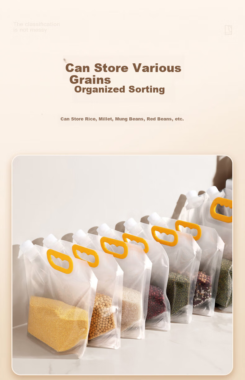 Chao Ji Jia Pin Grain Sealed Bags Household Multi-Grain Storage Bags Moisture-Proof and Insect-Resistant Storage Bags 3 Packs of 3 Jin Each 1