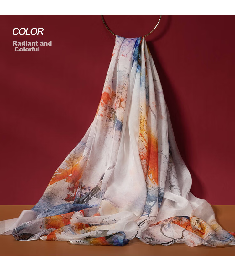 Shanghai Story Women's Silk Scarf Sunscreen Shawl 100% Mulberry Silk Scarf Gift Box Mother's Day Birthday Gift for Elders 48