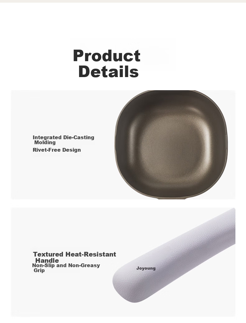Joyoung 32cm Titanium Non-Stick Square Round Wok Multi-Functional Large Capacity Stove-Compatible Home Cooking Pan 13