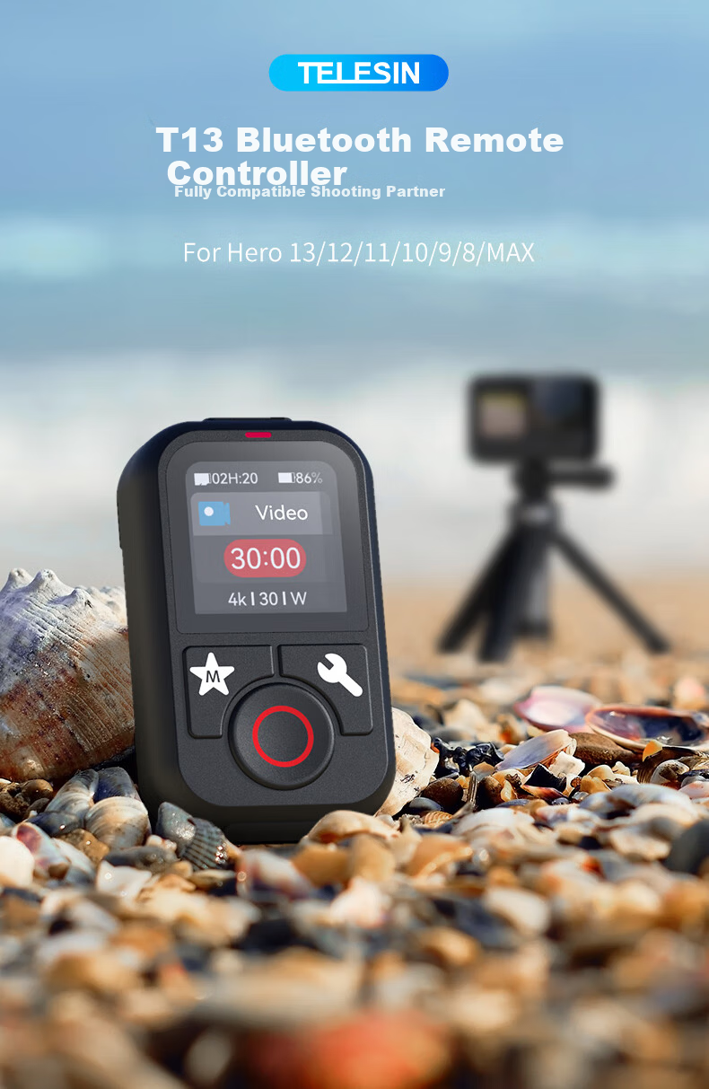 TELESIN Bluetooth Remote Control for GoPro 13 Compatible with Hero 12 11 10 9 Action Camera, HD Color Screen, Mode Switching, 60m Remote Control 1