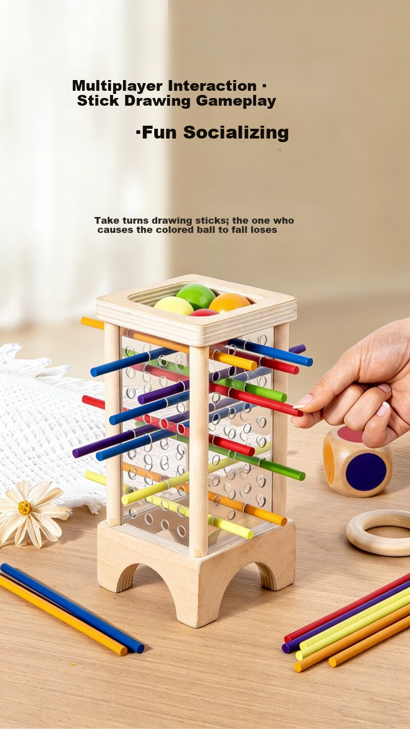 Lankupa Wooden Stick Game Montessori Early Education Board Game 3-6 Years Old Children's Educational Toy Boys Parent-Child Interaction Birthday Gift 9