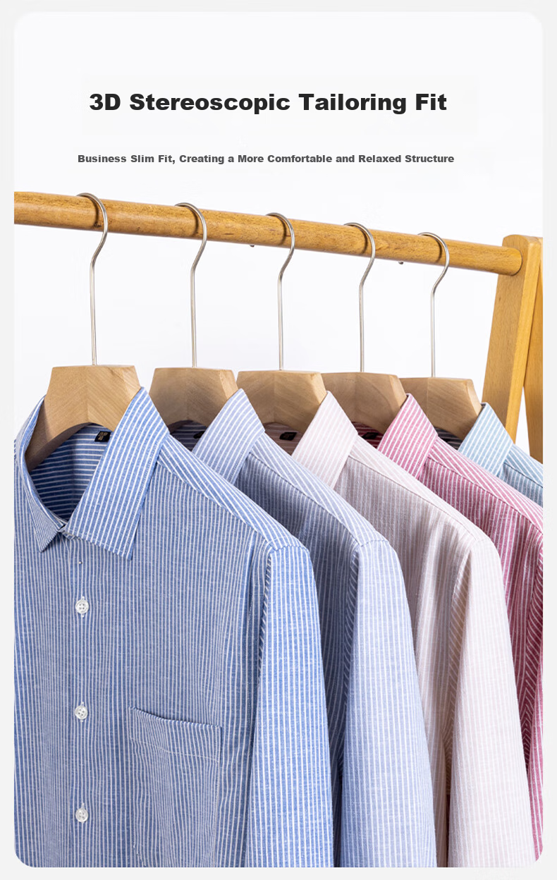FIRS Men's Long Sleeve Business Casual Striped Shirt with Linen and Lyocell, Gray, Size 40 5