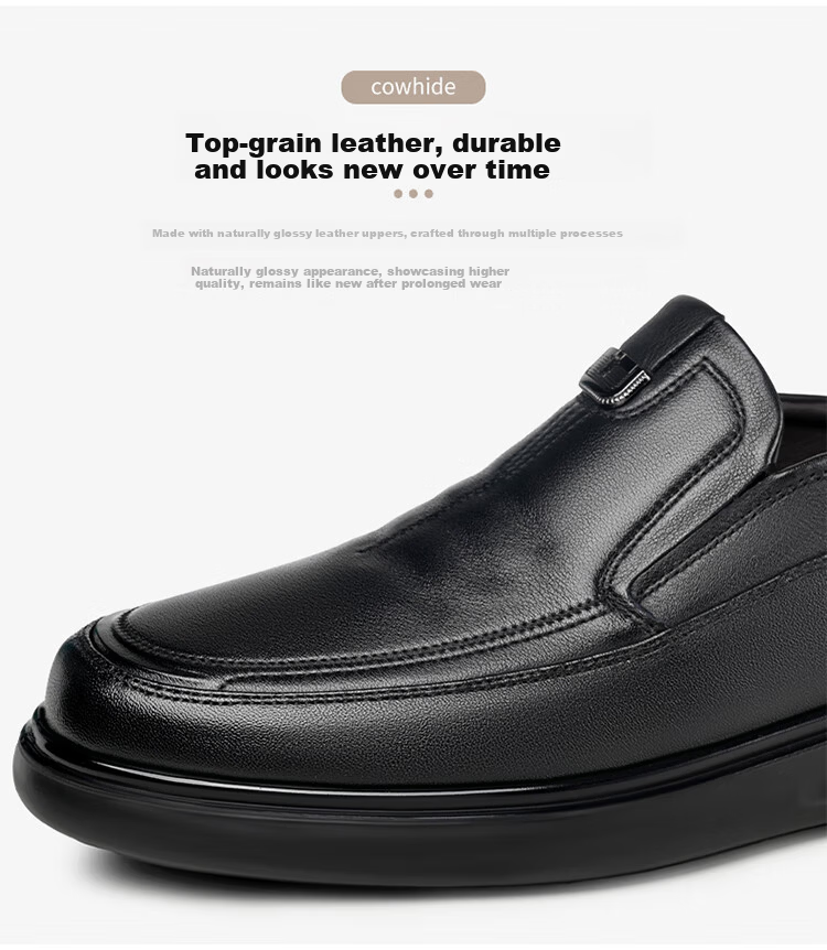 Spider King Men's Leather Slip-On Casual Shoes Spring Autumn Cowhide Black Size 42 3