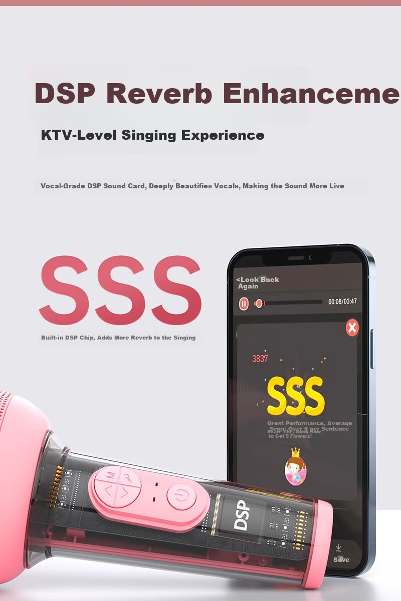 SANSUI F6 Wireless Bluetooth Microphone Speaker All-in-One KTV Home Karaoke Microphone for Kids Mobile Phone TV 5