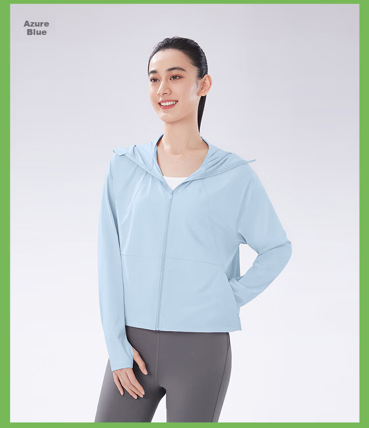 Beneunder Women's Sunscreen Jacket UV Protection Summer Breathable Ice Thin Cool Shawl Coat Blue M Size 20