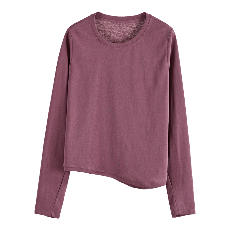 Rizhuo Rizhuoqu Snow Monster Long Sleeve T-Shirt 2026 New Spring Design Loose Slim Fit Solid Color Versatile Shoulder Top