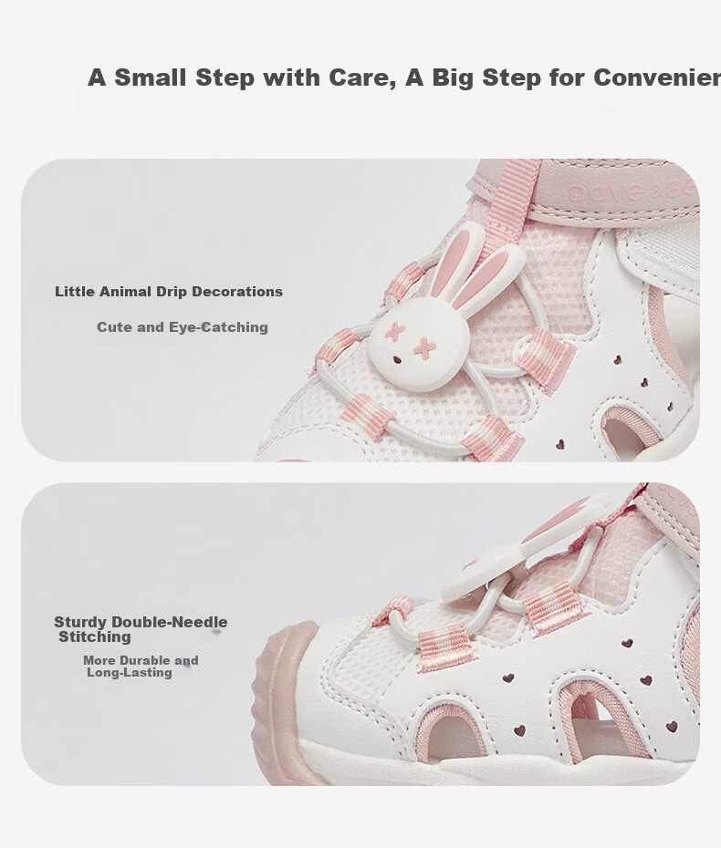 DAVE & BELLA Kids Mesh Sandals Boys Summer Non-Slip Sports Shoes Girls Breathable Shoes 8