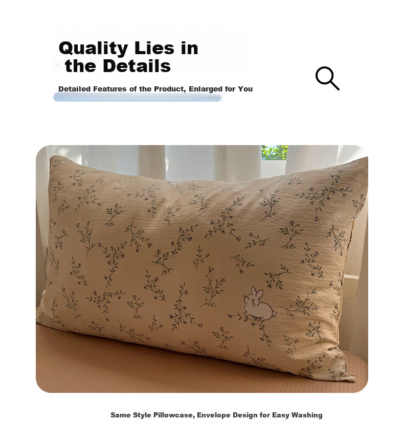 Hongdou Class A Double-layer Gauze Three-piece Set 0.9/1.2m Bed Single Quilt Cover Student Dormitory Quilt Cover 150*200cm Morita 11