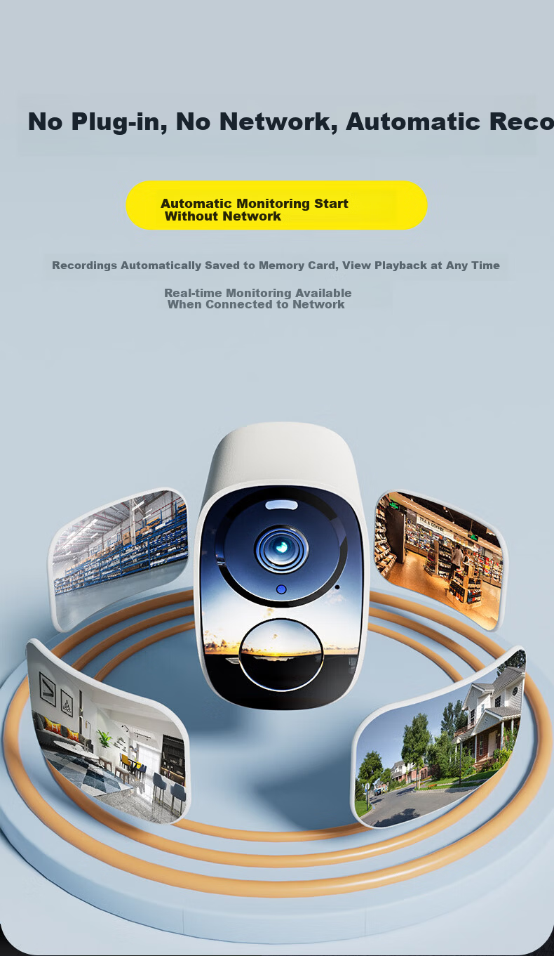 Tuqiang Wireless WiFi Magnetic Doorway Staircase Camera Battery-Powered Indoor Outdoor HD Remote Mobile Surveillance Camera No Drilling Required 24
