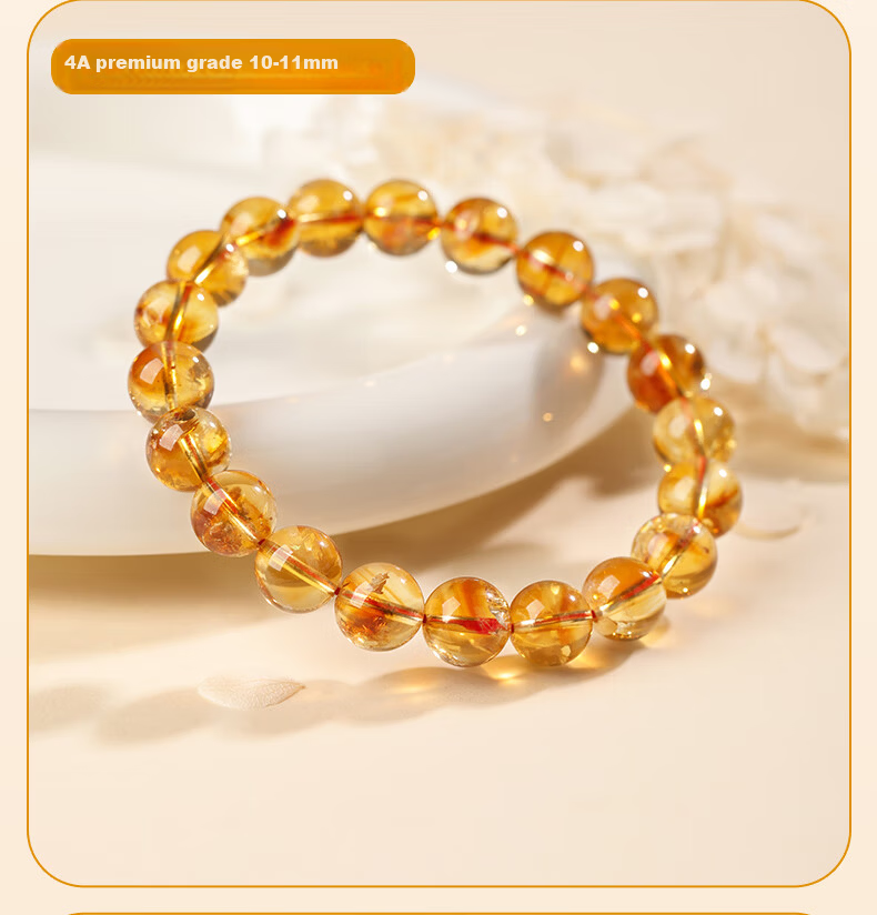 Jinshiling Yellow Crystal Bracelet Unisex Citrine Crystal Beads Wealth and Luck Charm Birthday Gift 14