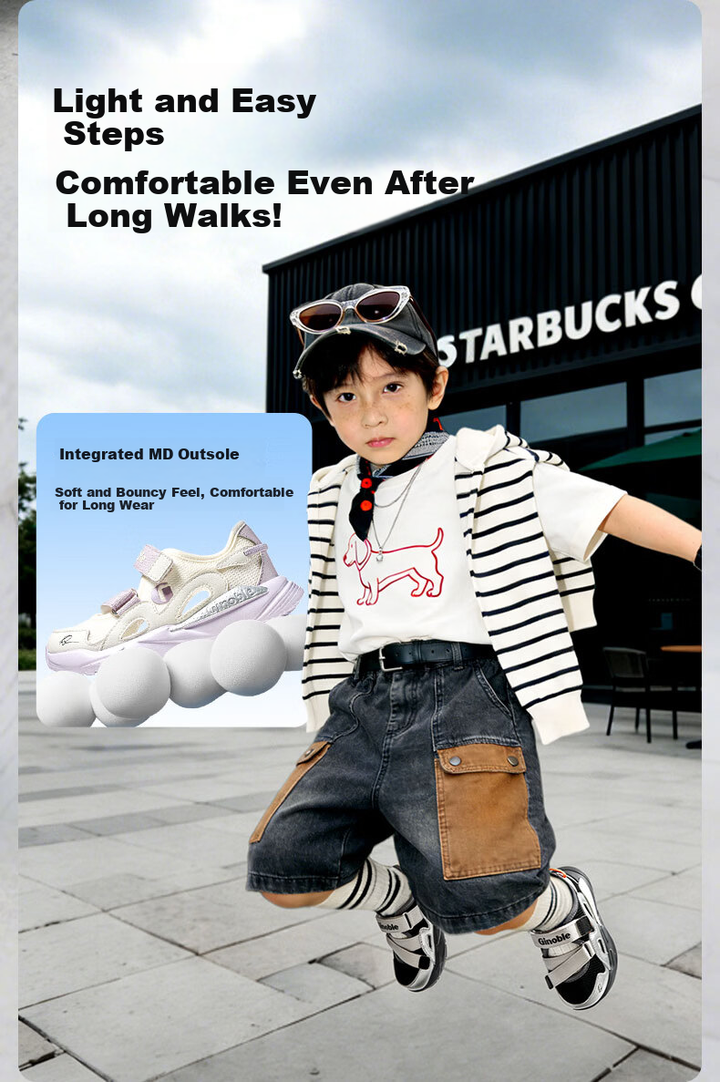 Ginoble Children's Sandals 2026 Summer Italian Series Kids Shoes 1-5 Years GW1886 Ice Cone Green 6