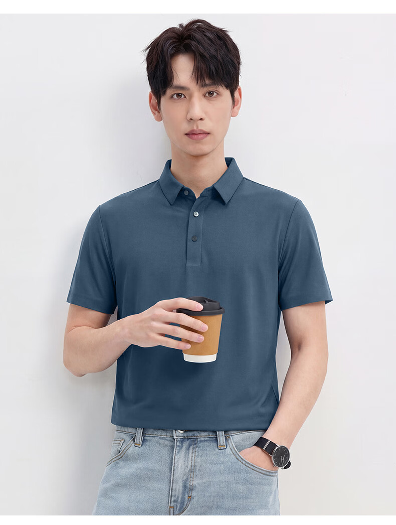 ROMON 7A Antibacterial Short Sleeve Polo Shirt Men Summer Cool Touch Sun Protection Business Shirt 15