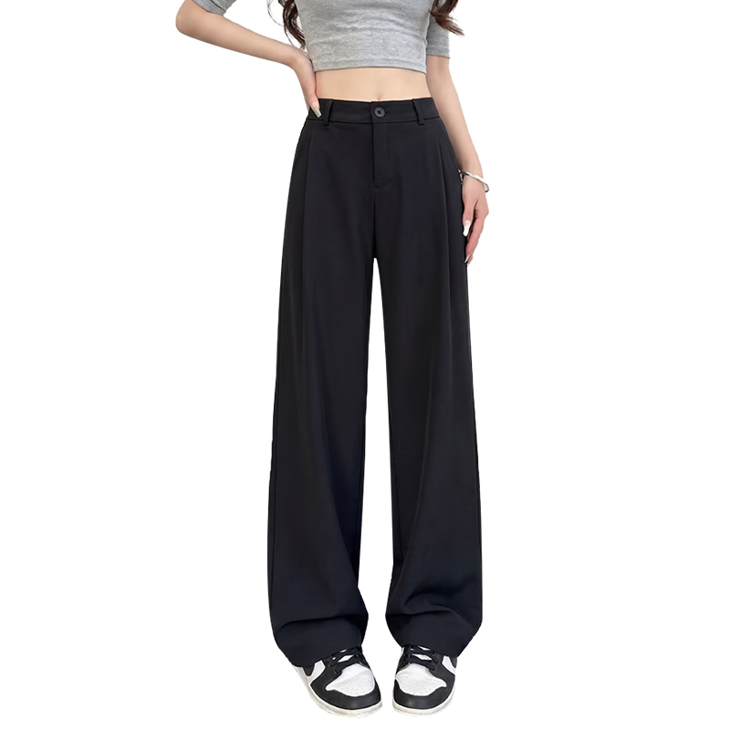 Borui Women's Suit Pants 2026 New High-Quality Draped Spring Summer Casual Straight Wide-Leg High-Waist Slim Fit Narrow Version