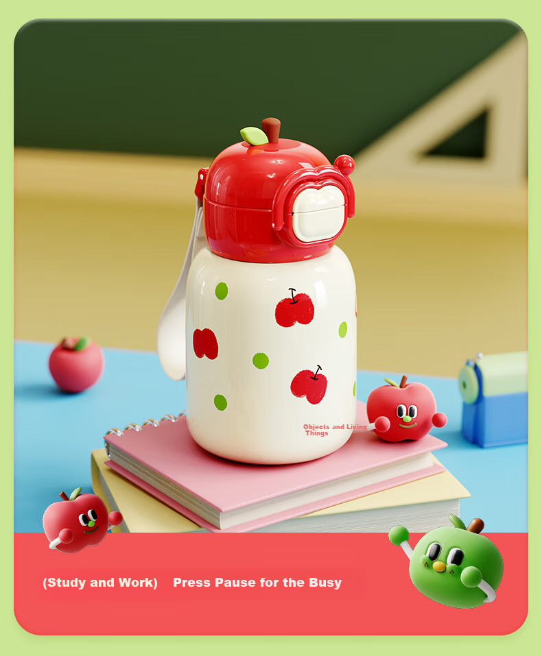 RELEA Kids Insulated Water Bottle Large Capacity 316L Stainless Steel Straw Cup Baby Sippy Cup Birthday Gift 12