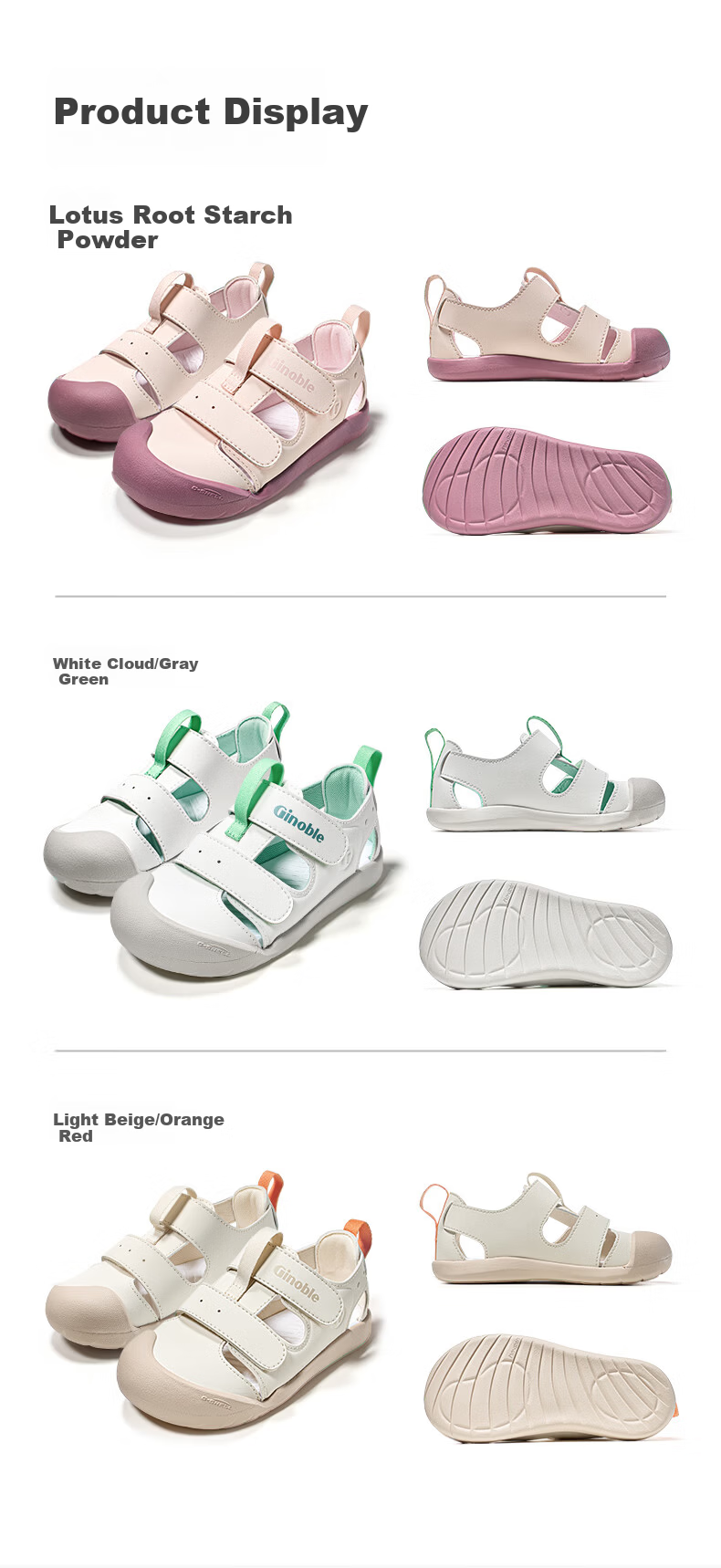 Ginoble Children's Walking Shoes 2026 Summer Breathable Sandals for Boys and Girls Ages 1-5 GW1875 Light Beige 7
