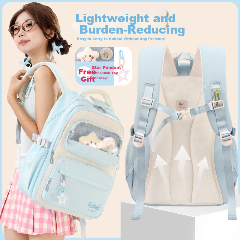 Anyshine Girls' Primary School Backpack High-Value Lightweight Ergonomic Large Capacity Backpack for Grades 4-6 and Grade 7