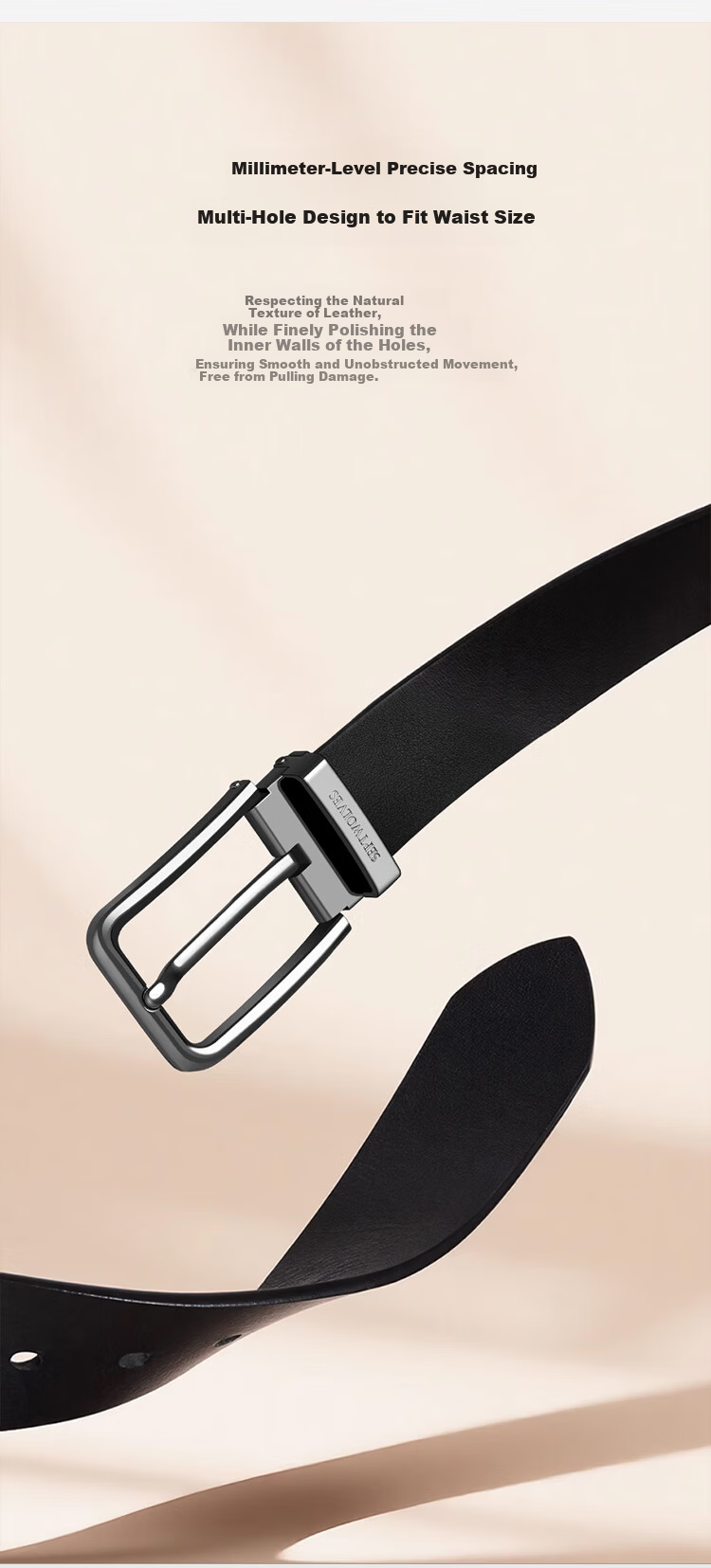 Seven Wolves Men's Genuine Leather Belt, 3.7cm Wide Pin Buckle, Birthday and Valentine's Day Gift for Boyfriend or Husband 6