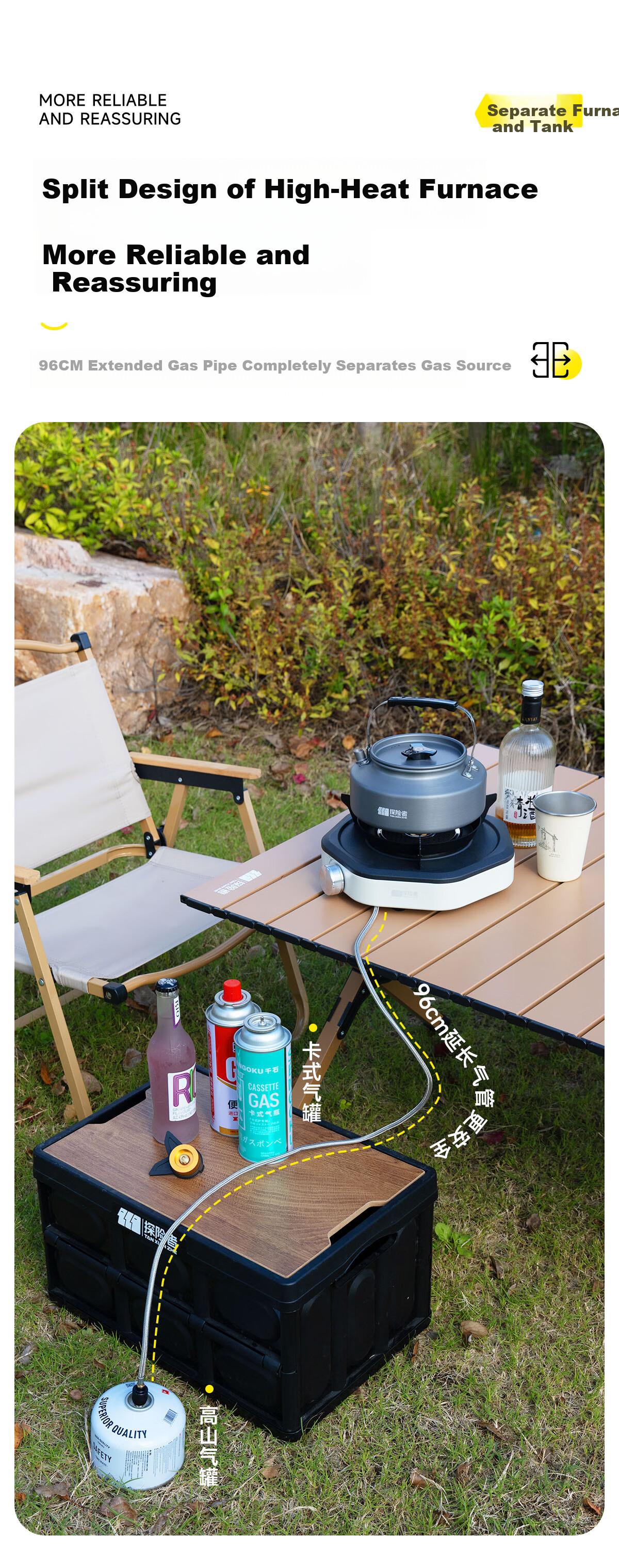 TAN XIAN ZHE Outdoor Split Cassette Stove Camping Stove Infrared Magnetic Stove Portable Outdoor Tea Boiling Cooker 6