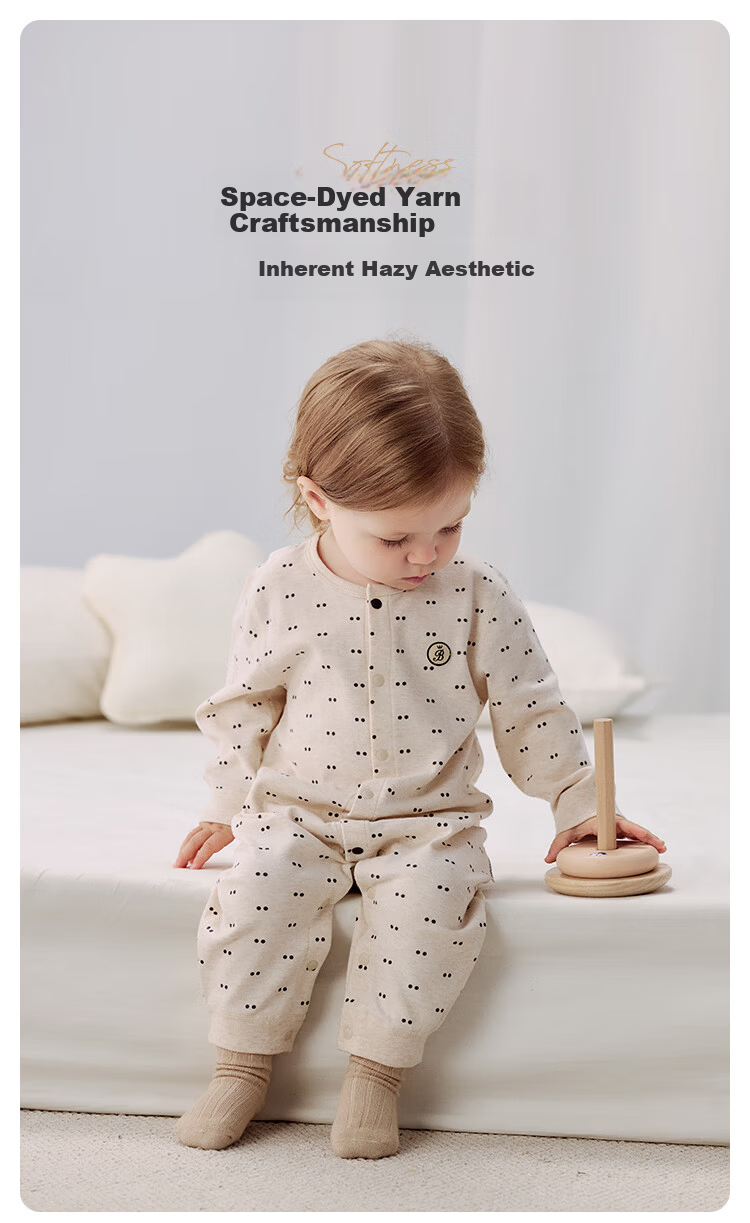 Babylove Baby Cotton Romper Spring Autumn Polka Dot Unisex Crawling Suit Outwear 1