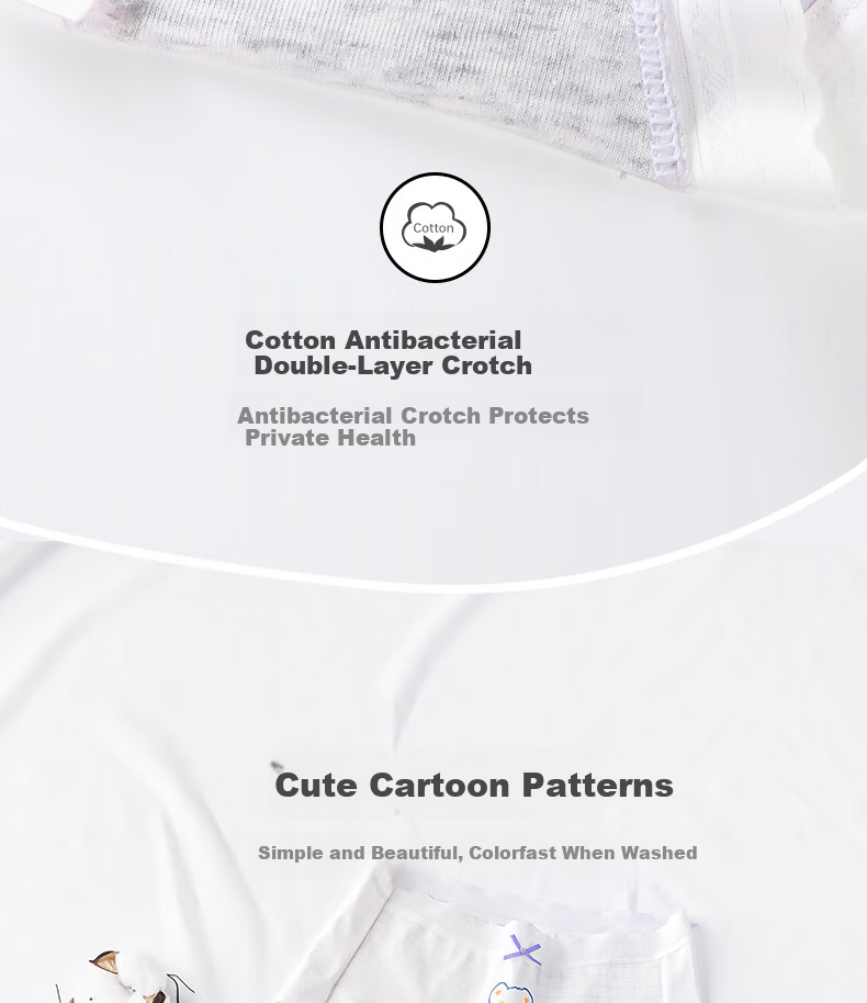 Ariel & Aurora Girls' Cotton Briefs for Ages 6-12, Puberty Period, No Pinch, Elementary School, 4-Pack XL 10