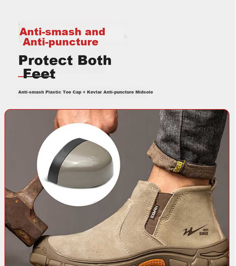 Shuangxingbate Safety Shoes for Men, Anti-Smashing And Puncture-Resistant Plastic Toe Cap, Welding Non-Slip Protective Work Shoes SX-22 Size 42 7