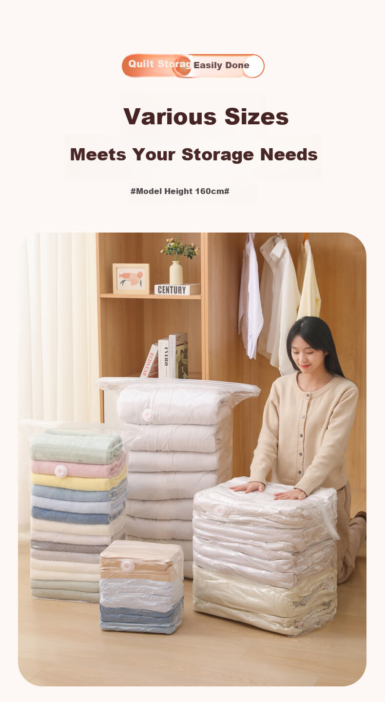 Bonny Home 3D Vacuum Compression Bags for Bedding and Clothing, Large Size, Pack of 3 7