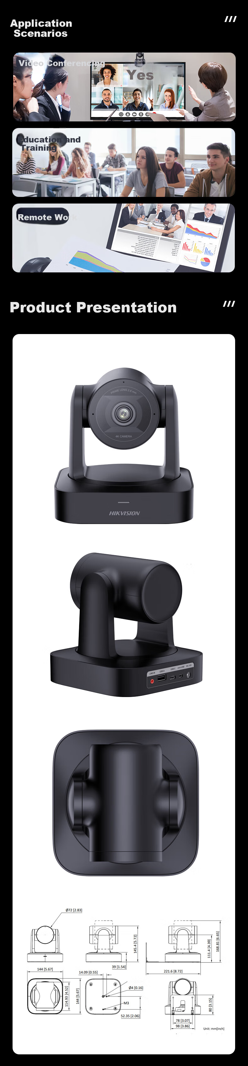 Hikvision 4K Ultra HD Live Streaming Camera with Autofocus, 119° Wide Angle, Bluetooth Remote Control, PTZ, Remote Video Conference Solution for Office and Live Commerce 6