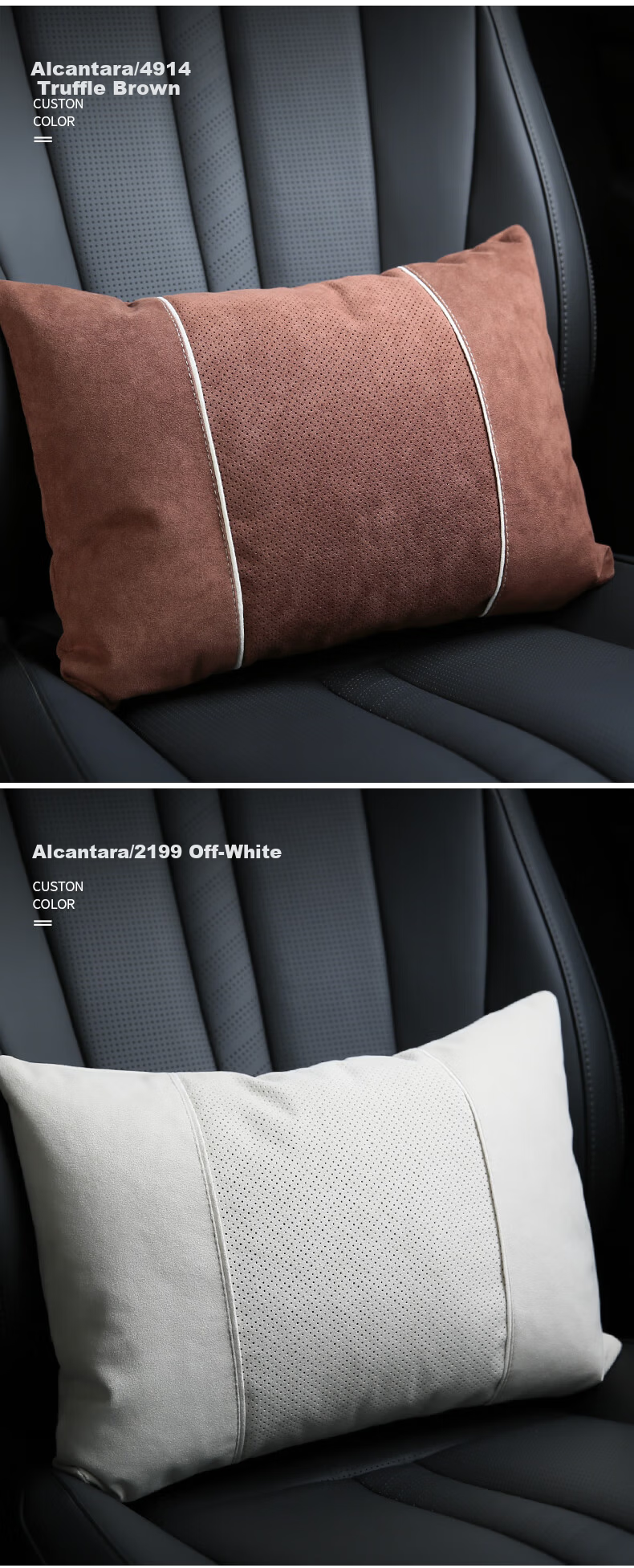 BIMLL Full Alcantara Car Headrest Lumbar Support Neck Pillow for Mercedes-Maybach Car Cervical Pillow 15