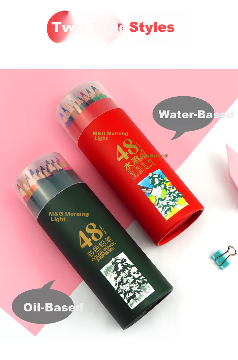 M&G Stationery 36-Color Water-Soluble Colored Pencils with Brush, Red Tube, Student Art Coloring Set, Birthday and Back-to-School Gift AWP36811 3