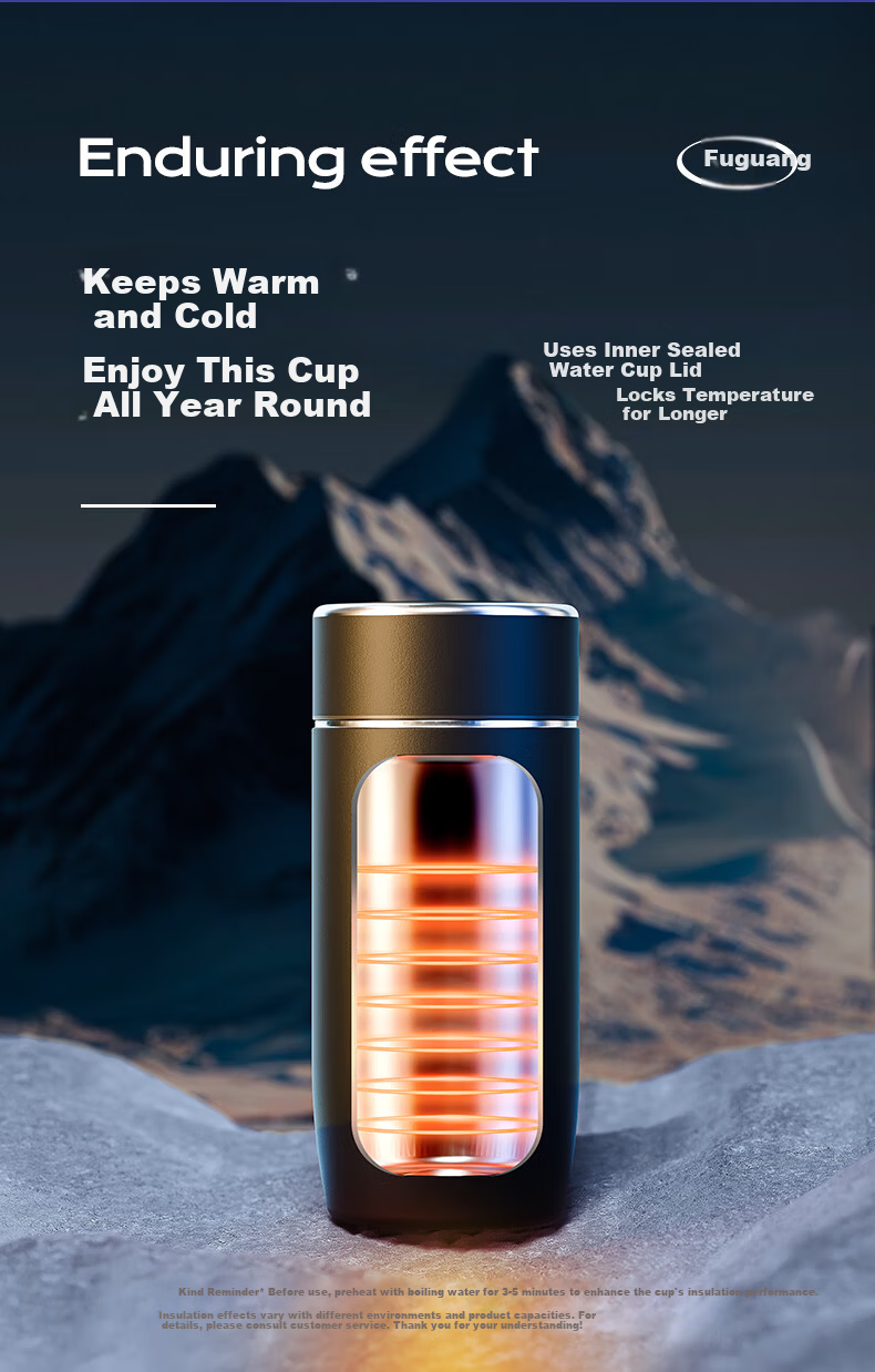 Fuguang Insulated Water Bottle for Men 316L Stainless Steel Portable Business Travel Tea Cup 3