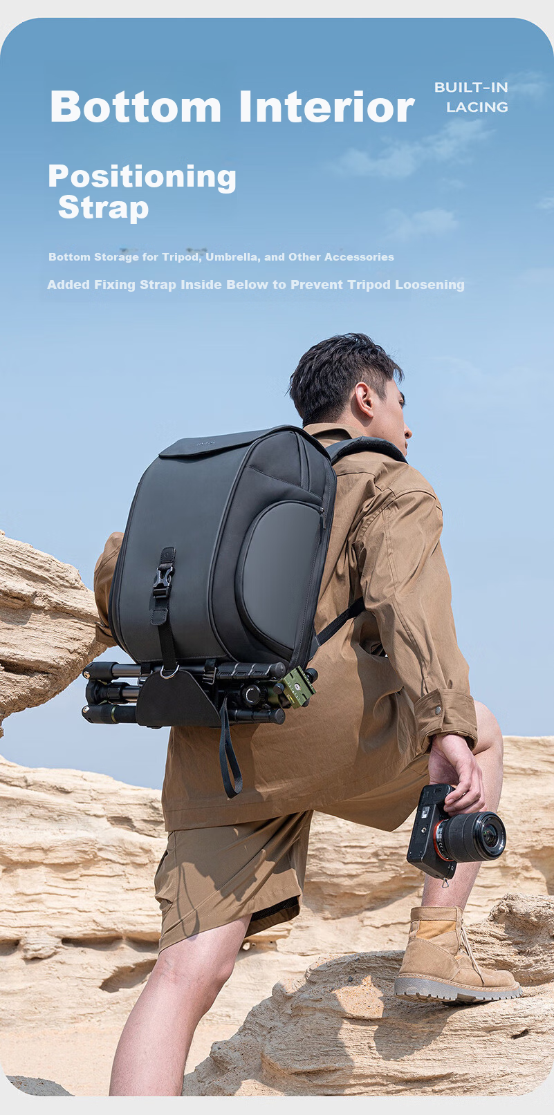 Llano C4 Light And Shadow Camera Bag Backpack Portable Small Size Photography Bag for Men And Women, Compatible with DSLR Mirrorless Cameras, Suitable for Sony Canon Fuji XT5 Nikon Z30/Z50 15