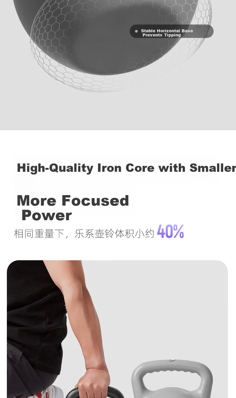 Lexi Cast Iron Kettlebell Solid Dumbbell Household Small Volume Fitness Equipment Hip Lift Gray 10kg 7