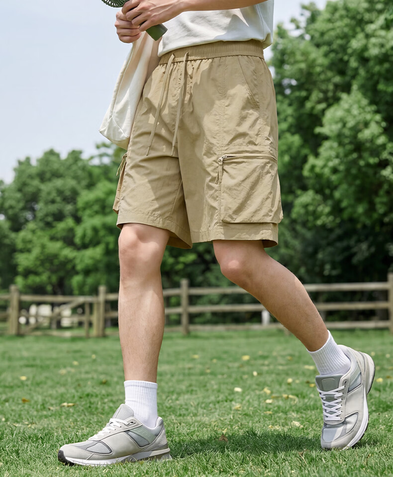 Baleno Men's Summer Shorts Simple Large Pocket Cargo Trendy Casual Loose Breathable Student Knee-Length Pants 3