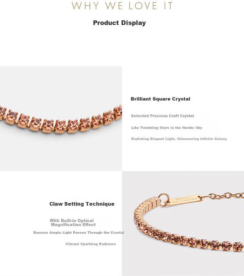 DanielWellington [Mashixun Style], DW Bracelet for Women, Starlight Tennis Bracelet, Rose Gold Fashion Luxury, 387 Birthday Gift for Girls 6