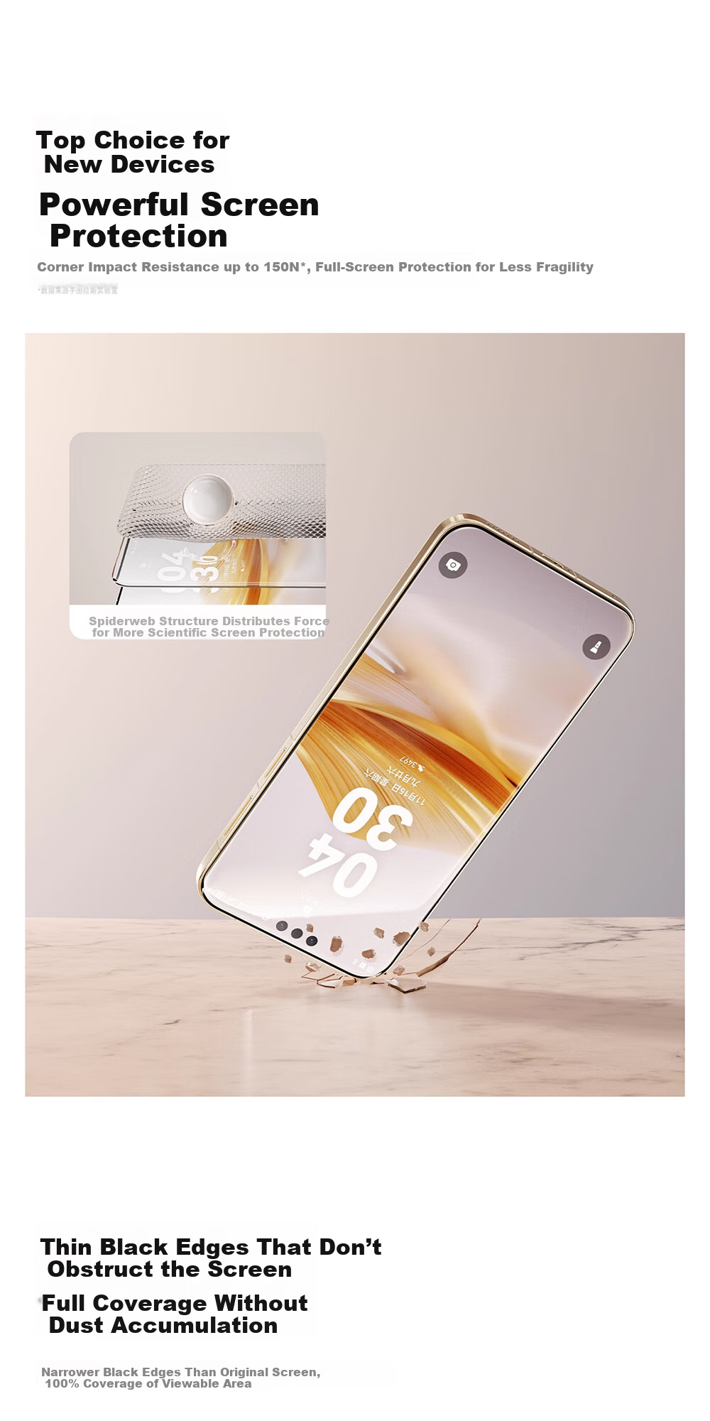 Torras Titan Screen Protector [Drop Protection Preferred] for Huawei Mate80/80Pro Tempered Glass Film, HD Dust-Free Anti-Drop Anti-Fingerprint Phone Screen Protector 3