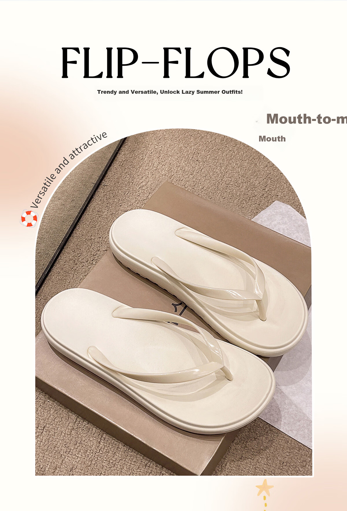 Runrou Hello Kitty Women's Flip Flops Summer 2026 New Beach Vacation Soft Sole Non-Slip Sandals for Women 3