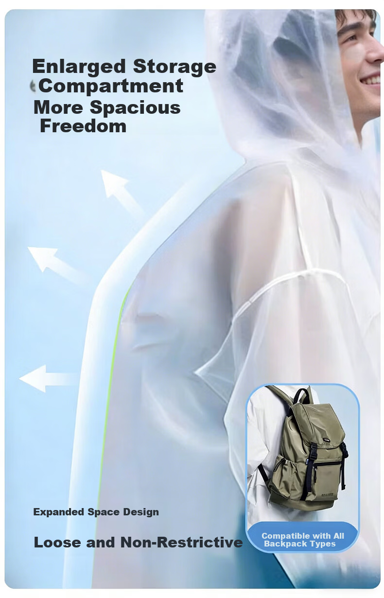 Silayi Disposable Raincoat Thickened Anti-Storm Outdoor Mountaineering Hiking Portable Raincoat with Hood Brim 4