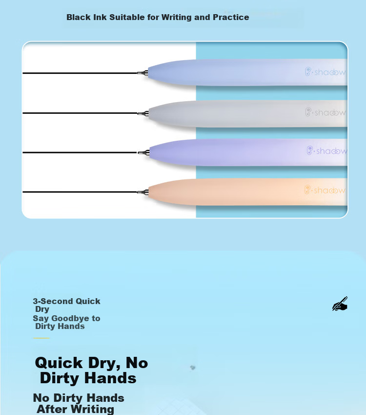 Fizz Quick-Dry Click Gel Pen 0.5mm Low Center of Gravity Dual Ballpoint CS Black Tip Office Signature Pen Student Exam Pen 2-Pack Purple Gold 6
