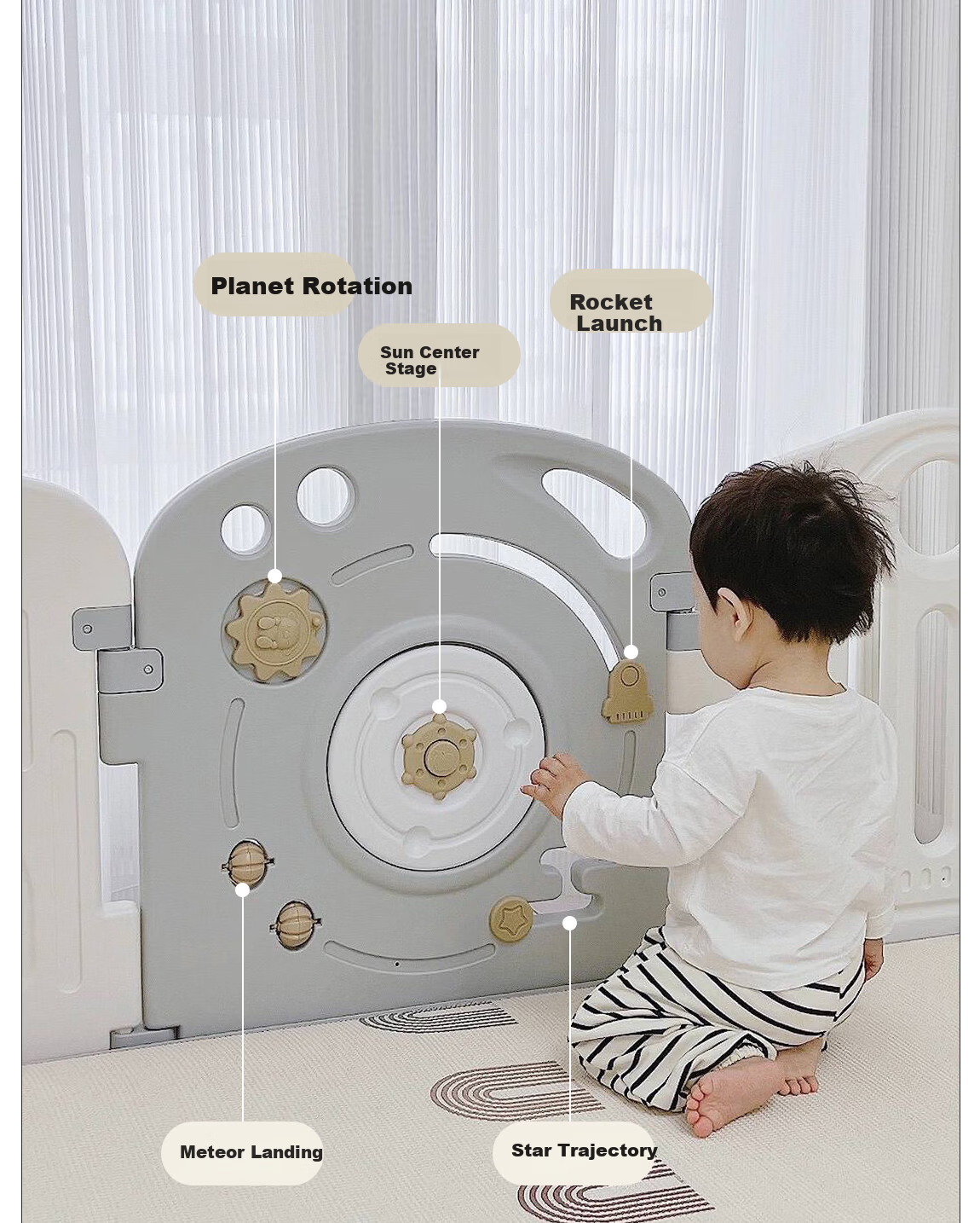 BEIESTATE Baby Crawling Mat Playpen Baby Fence Living Room Astronaut Playpen 180x200cm 24
