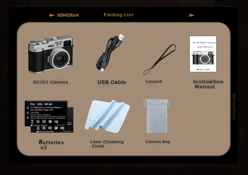 SONGDIAN 5K HD Digital Camera Vlog Entry-Level Student Mirrorless Camera DC203 Official Standard 32GB Memory 14