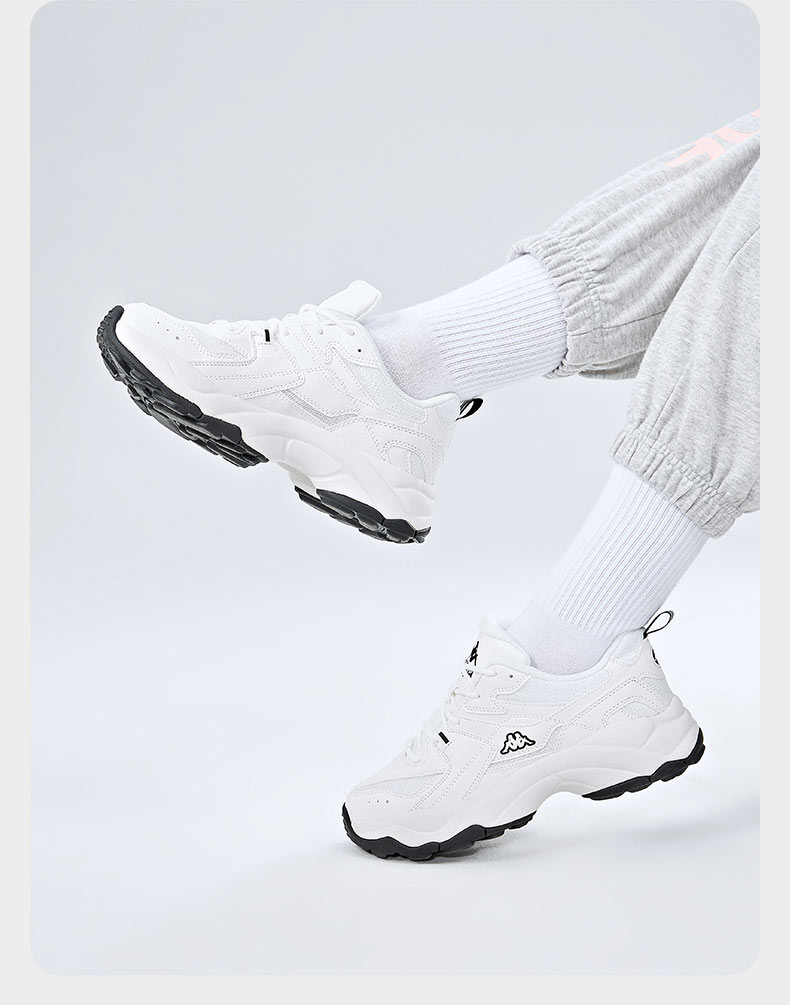 kappa卡帕老爹鞋2022新款女解构运动鞋厚底复古跑鞋休闲旅游鞋 韩国白